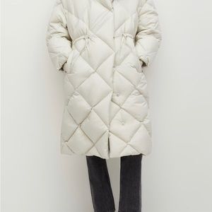 White Down filled Milka Longline Down Coat size S